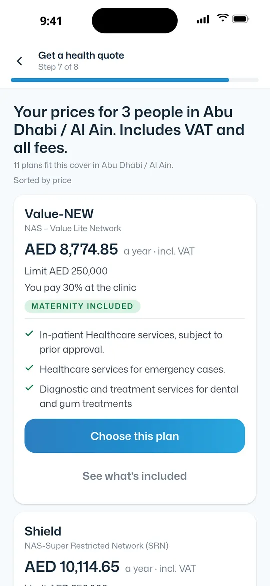 Real health prices, VAT included.