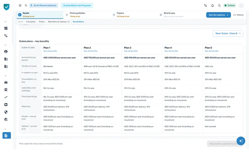 Compare benefits across plans at a glance.